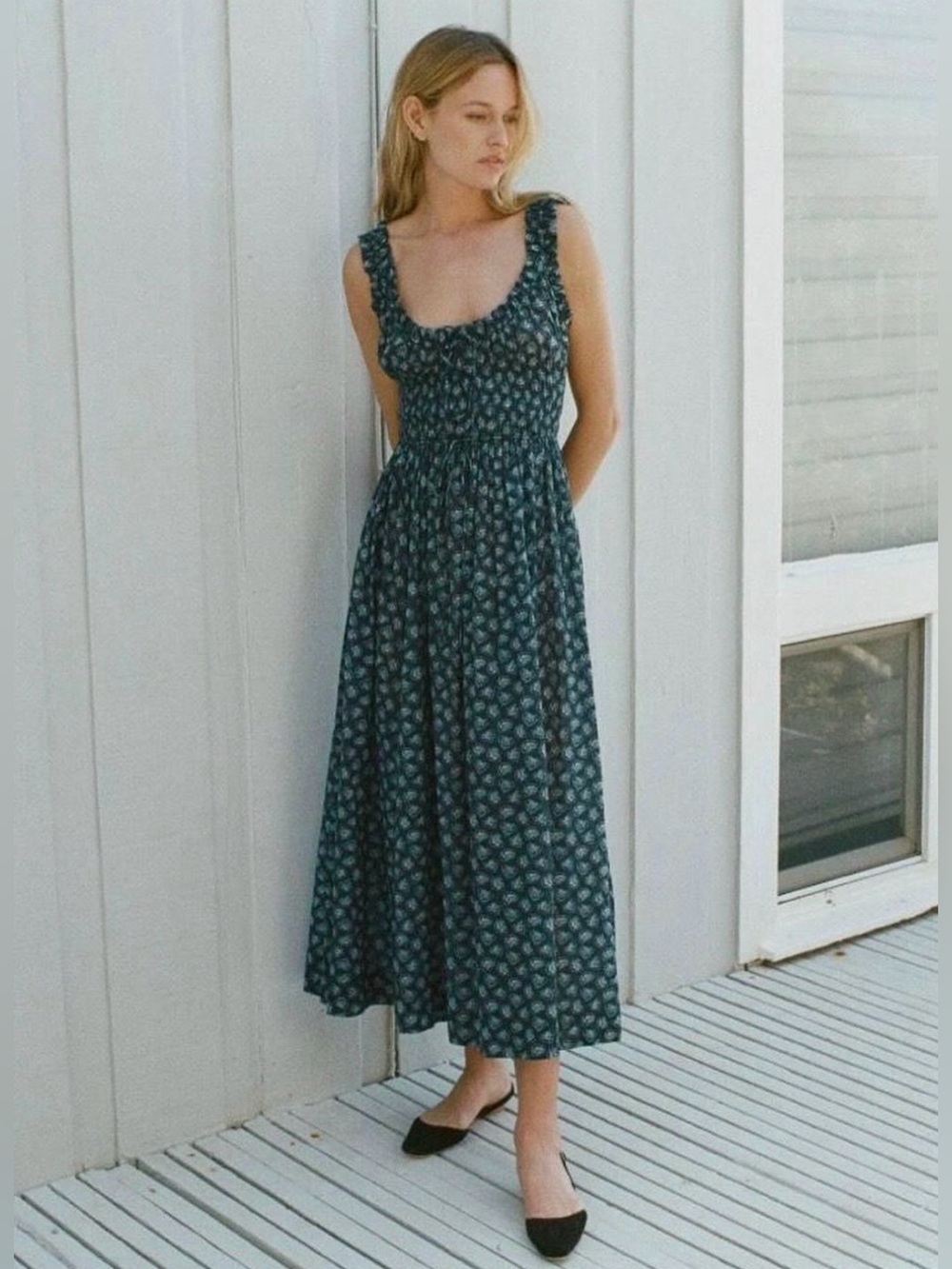 Dôen emmaretta dress in blue bedford paisley size S